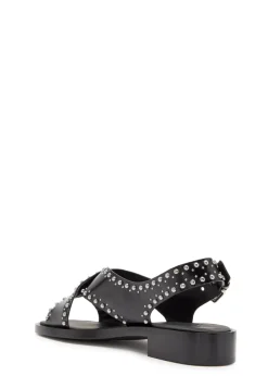Remi stud-embellished glossed leather sandals