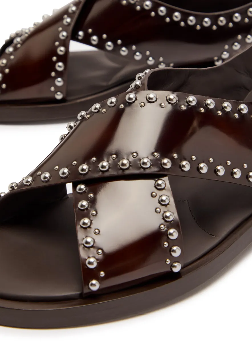 Remi stud-embellished patent leather sandals
