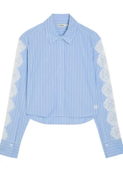 Renata lace-trim cotton-poplin shirt