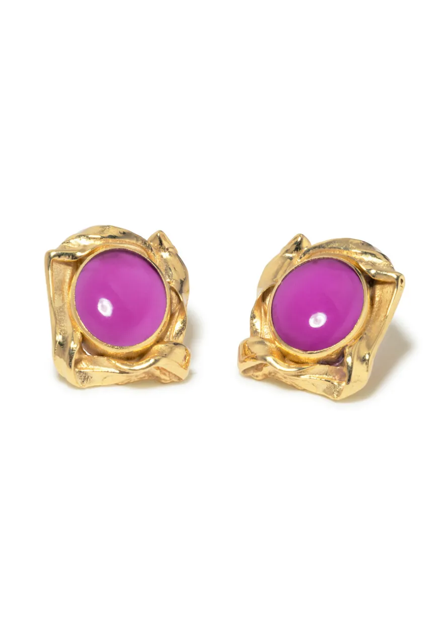 Resin and 18kt gold-plated stud earrings