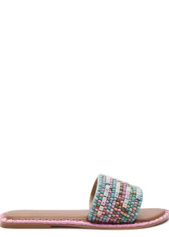Resort beaded leather sliders