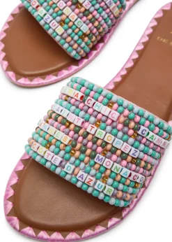 Resort beaded leather sliders