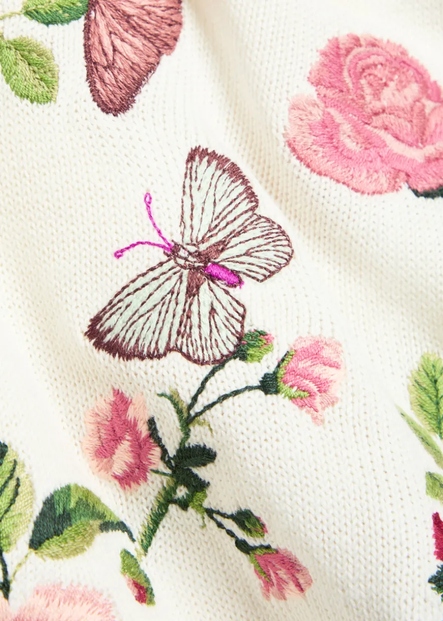 Reva floral-embroidered knit top