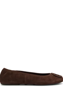 Reva Travel logo suede ballet flats