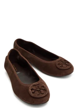 Reva Travel logo suede ballet flats