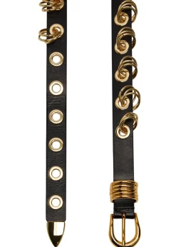 Revenge ring-embellished leather belt