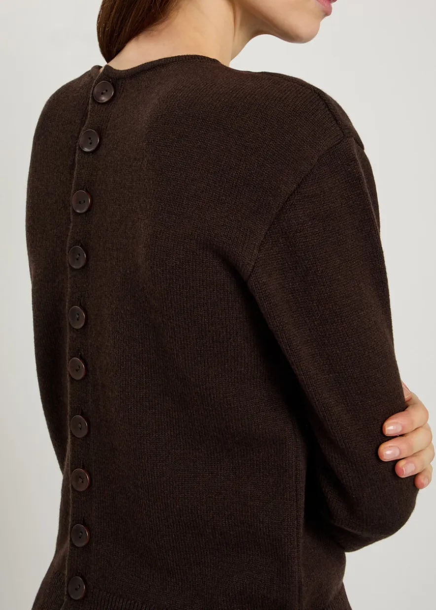 Reversible buttoned wool and cashmere-blend jumper