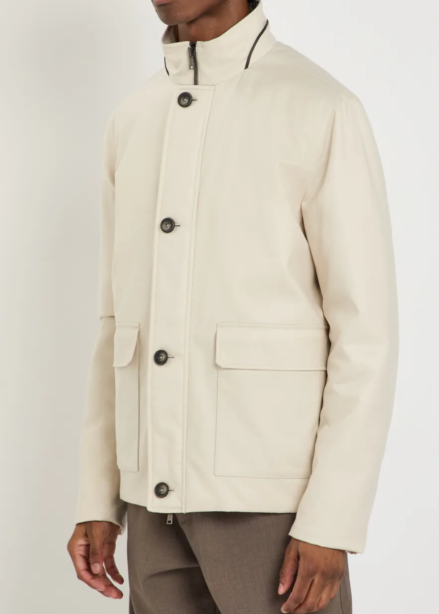 Reversible cashmere and silk-blend jacket