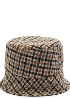 Reversible houndstooth wool-blend bucket hat