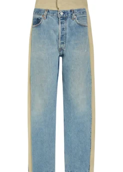 Rework Vintage suede and denim jeans
