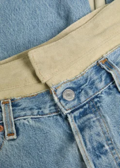 Rework Vintage suede and denim jeans