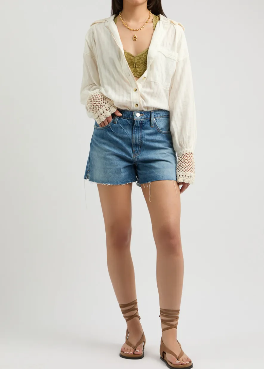Rhiannon crochet-trimmed shirt