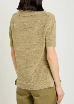 Rian knit cotton-blend polo top