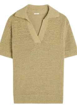 Rian knit cotton-blend polo top