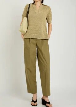 Rian knit cotton-blend polo top