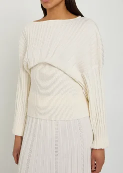 Ribbed batwing knit top