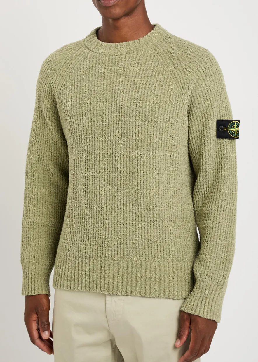 Ribbed bouclé cotton-blend jumper