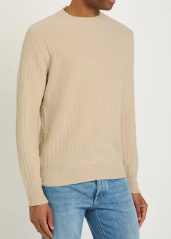 Ribbed fine-knit cotton jumper