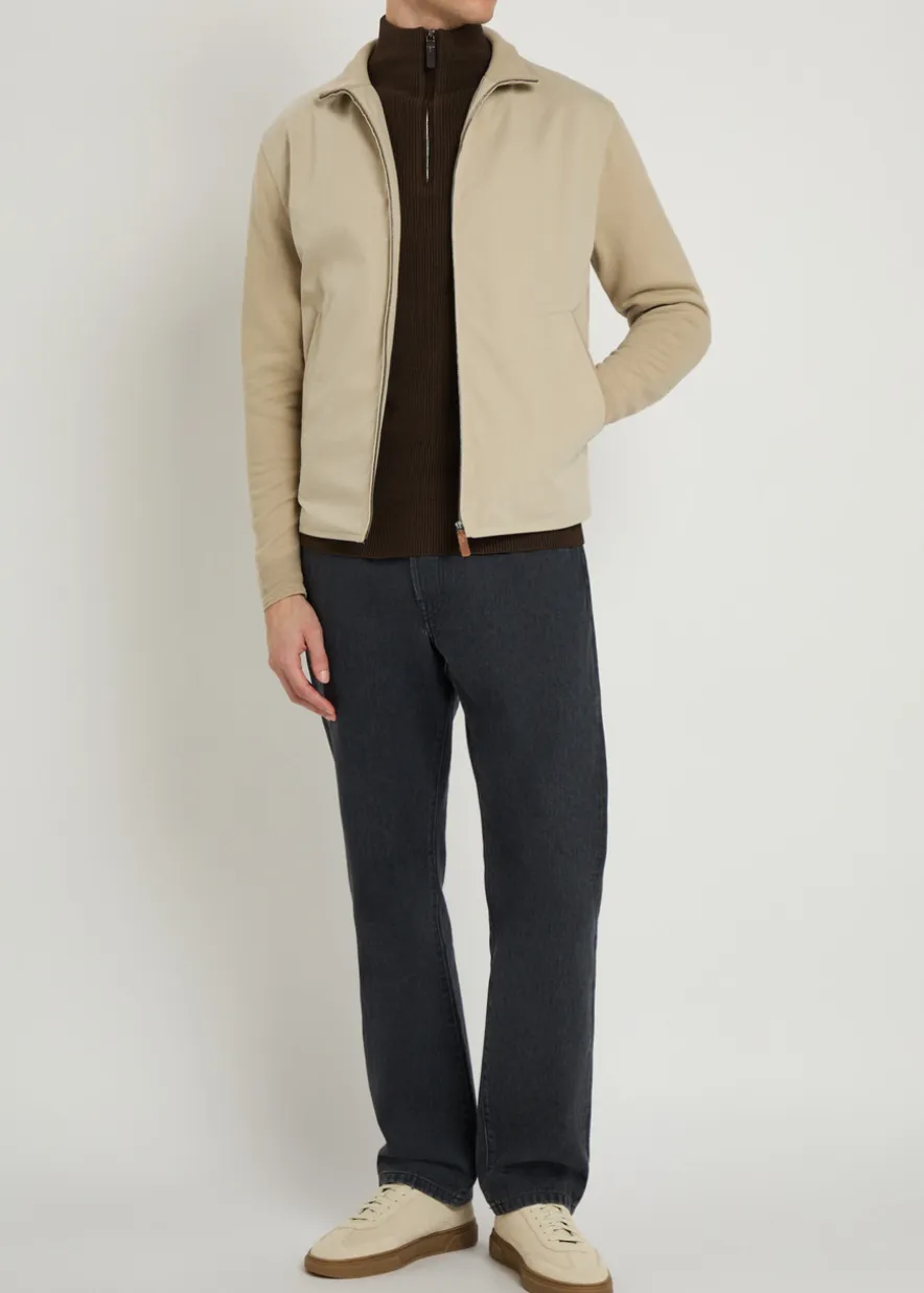 Ribbed-knit and cotton jacket