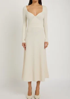 Ribbed-knit midi dress