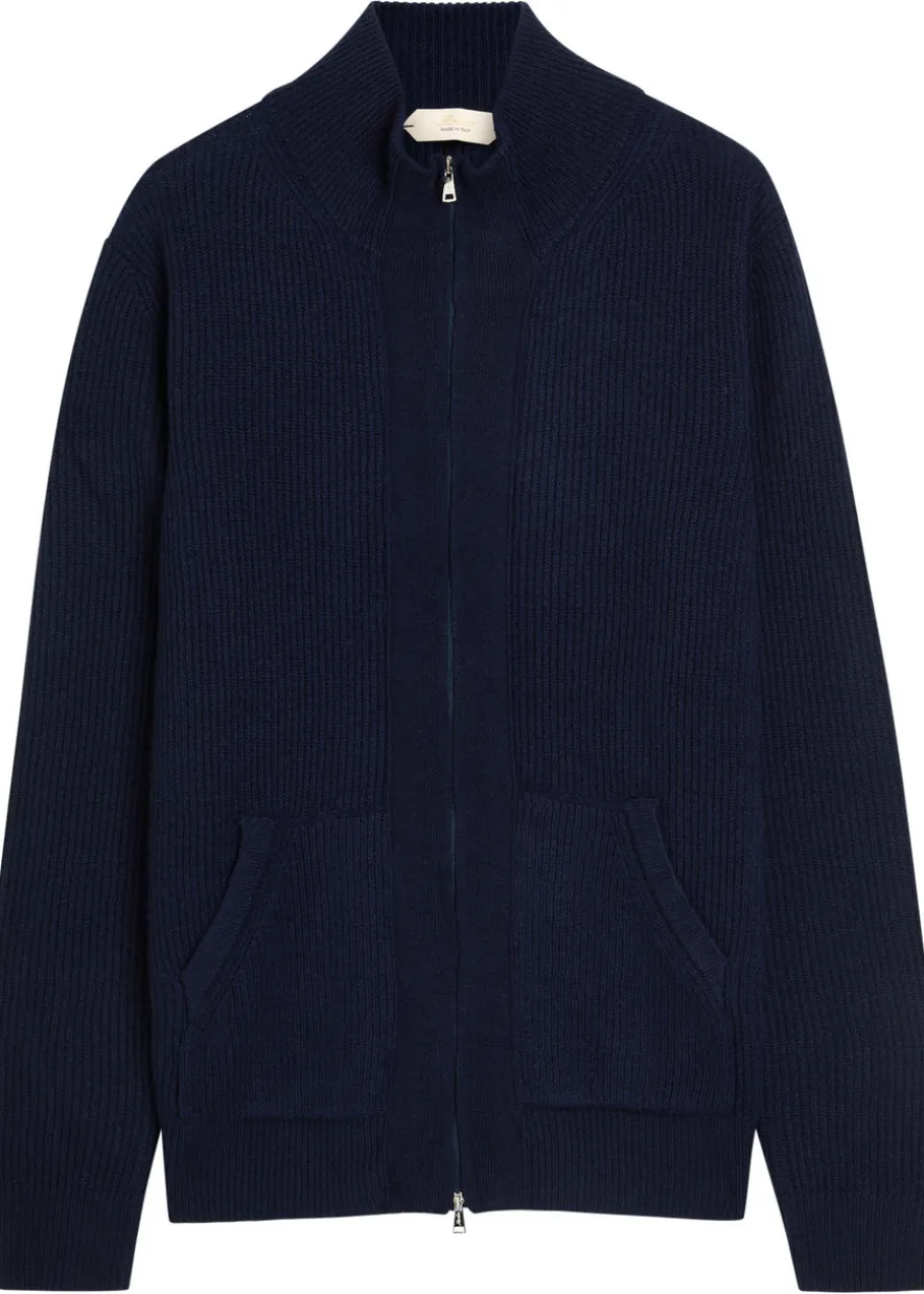 Ribbed-knit wool and cashmere-blend cardigan