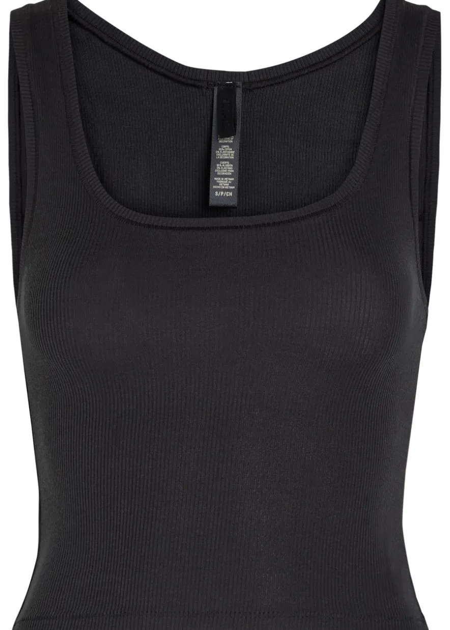 Ribbed stretch-cotton tank