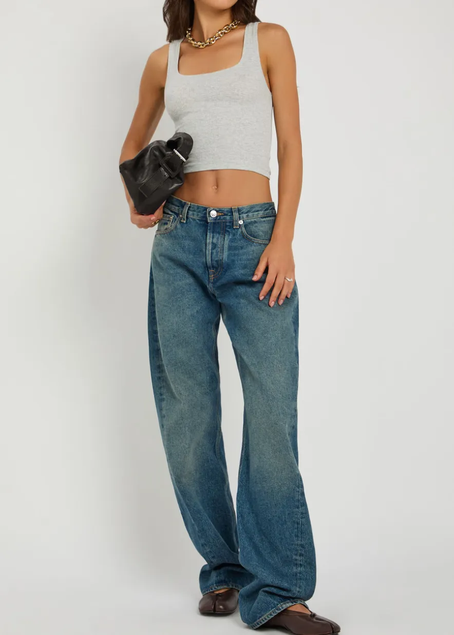 Ribbed stretch-cotton tank
