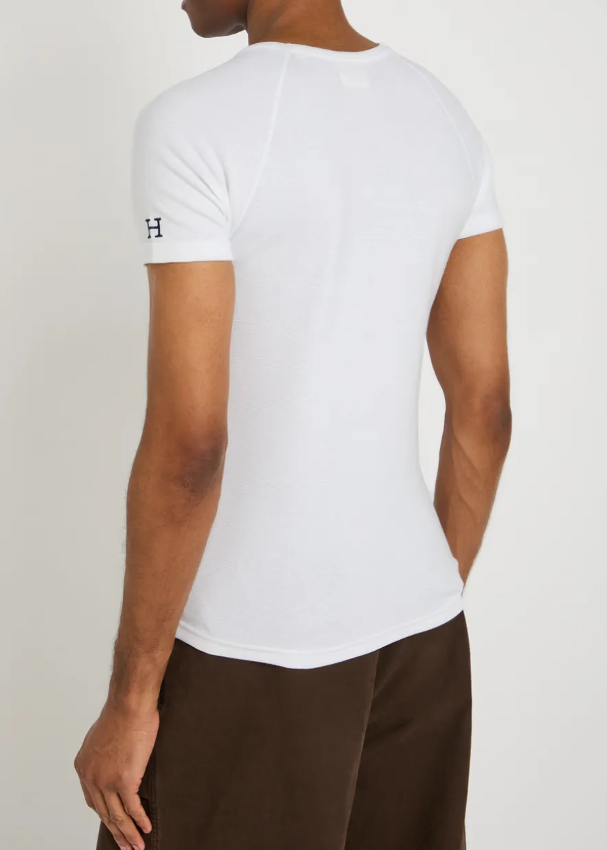 Ribbed stretch-cotton T-shirt