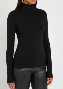 Ribbed stretch-silk knit top