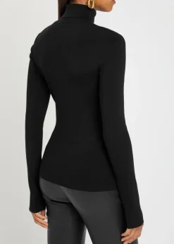 Ribbed stretch-silk knit top