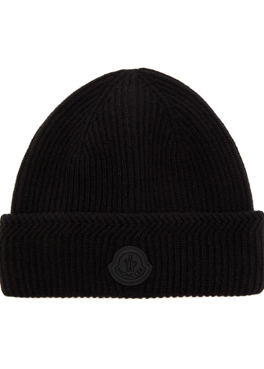 Ribbed wool and cashmere-blend beanie