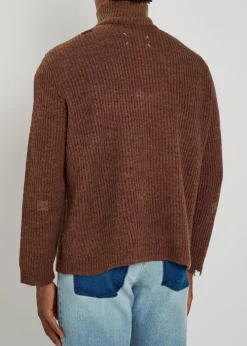 Ribbed wool and linen-blend jumper