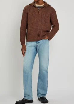 Ribbed wool and linen-blend jumper