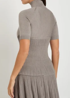 Ribbed wool-blend top