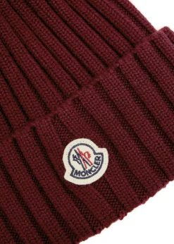 Ribbed wool bobble hat