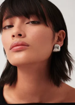 Ripple silver-plated stud earrings