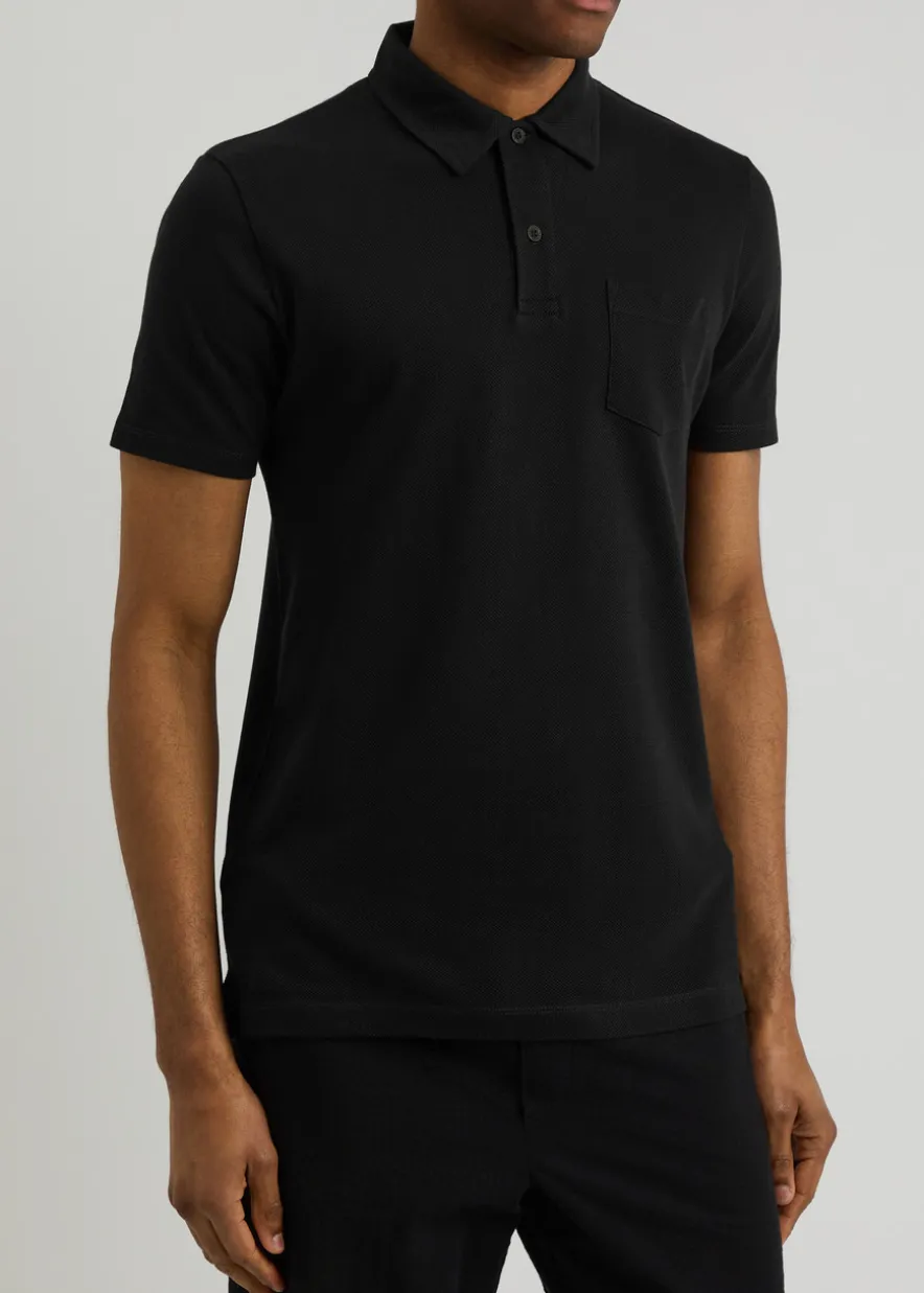 Riviera cotton-mesh polo shirt