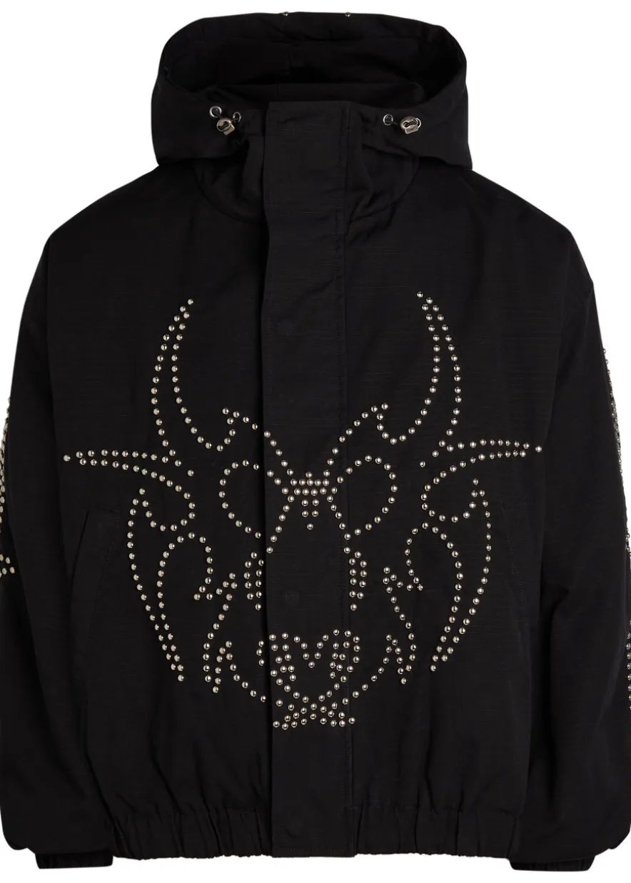 Roach studded hooded parka jacket
