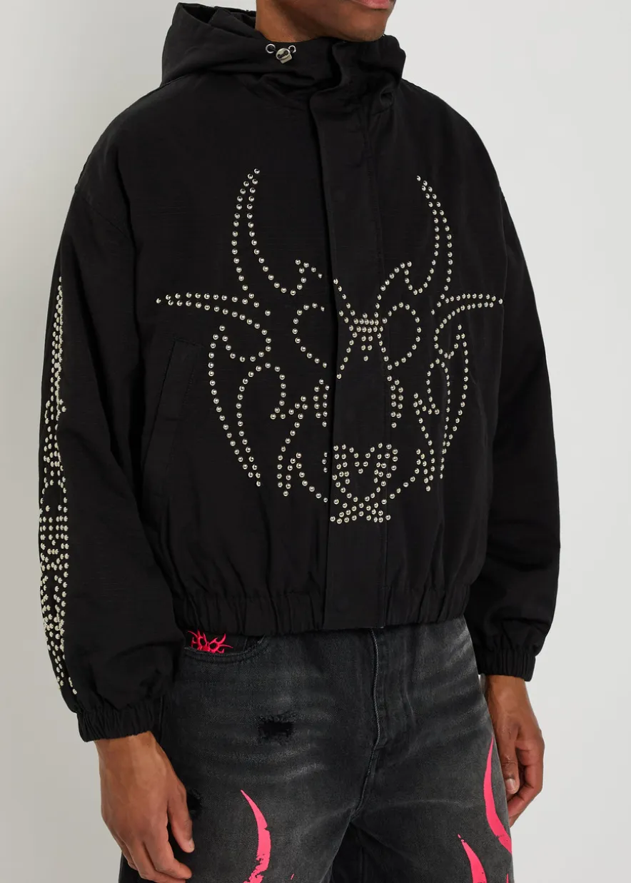 Roach studded hooded parka jacket
