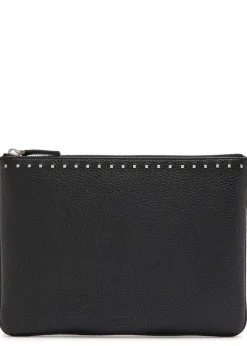 Rockstud-embellished grained leather pouch