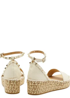 Rockstud 50 leather wedge espadrilles