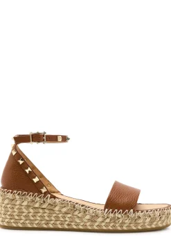 Rockstud 50 leather wedge espadrilles
