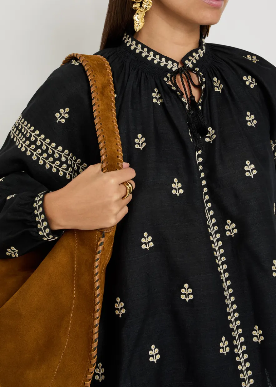 Rodis floral-embroidered silk blouse