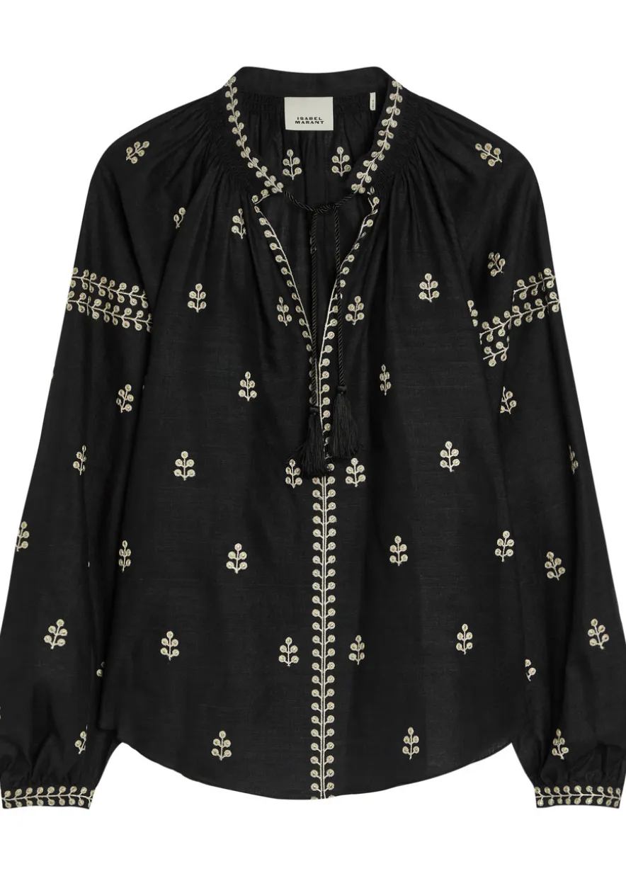 Rodis floral-embroidered silk blouse