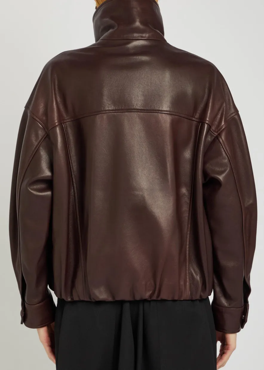 Roland funnel-neck panelled leather jacket