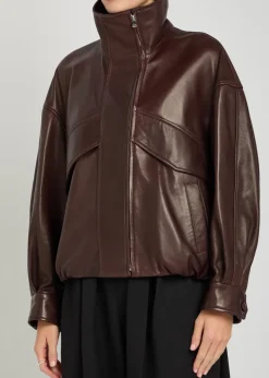 Roland funnel-neck panelled leather jacket