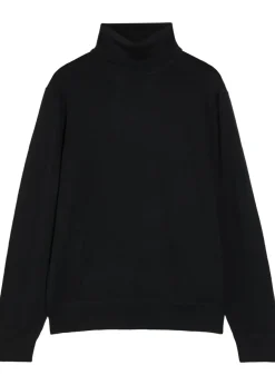 Roll-neck fine-knit wool jumper
