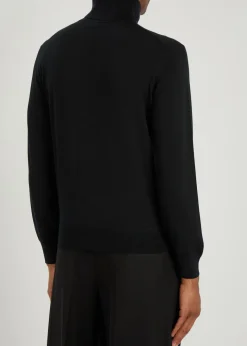 Roll-neck fine-knit wool jumper