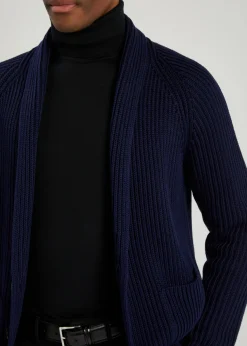 Roll-neck fine-knit wool jumper