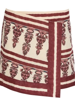 Roots printed linen mini wrap skirt